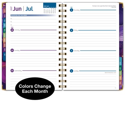 2027 Excello Brands 6" x 8" Weekly & Monthly Standard Planner, Paperboard Cover, Pink Purple Marble (FSHN-CY27-58-22)