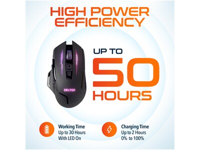 Delton G37 Wireless Ergonomic Optical Gaming Mouse, Black (DMGAM37ERG)