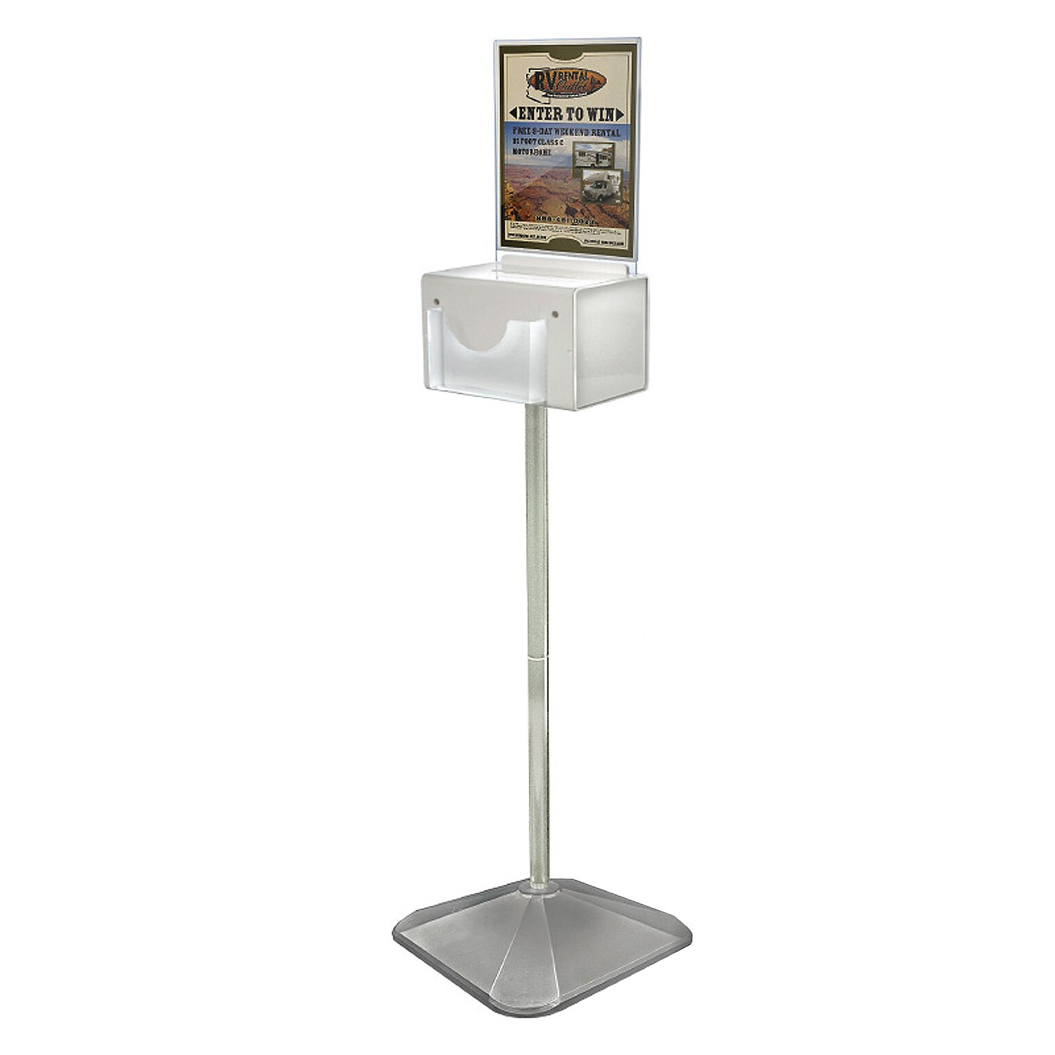Azar Displays Locking Styrene Large Lottery Box with Pocket, White (206307)