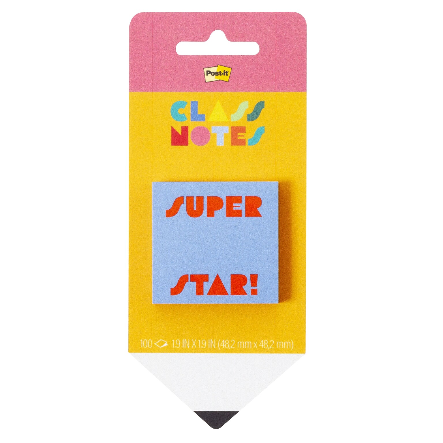 Post-it Class Notes Super Star Sticky Notes, 1.9 x 1.9, Purple/Red, 100 Sheets/Pad (SBTS26-CN-12)