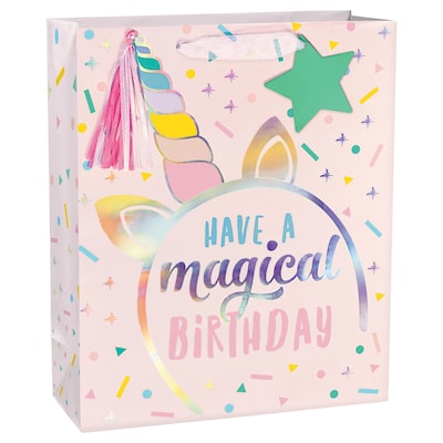 Party City Magical Unicorn Birthday Medium Gift Bag, Multicolored (AM170607-NS)