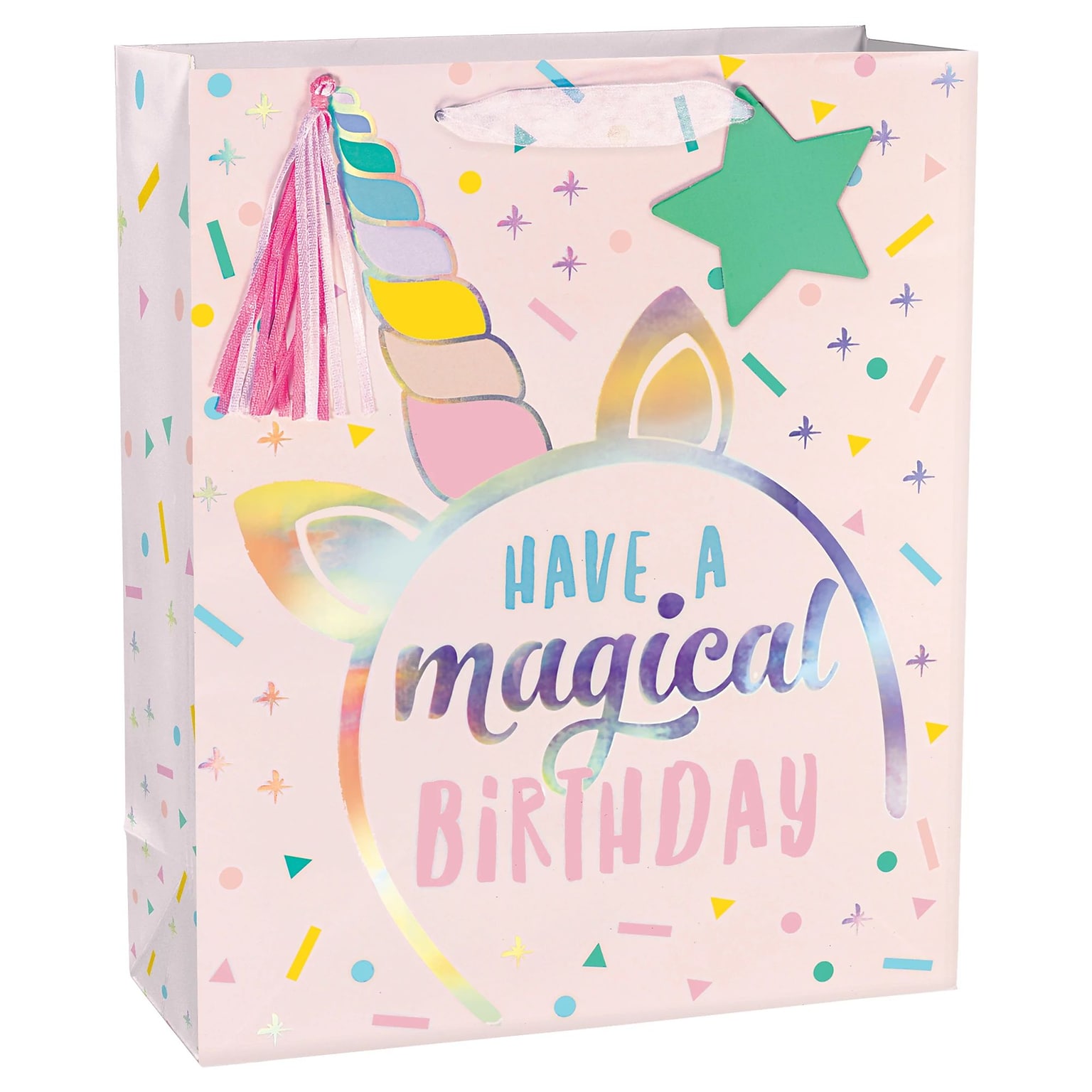 Party City Magical Unicorn Birthday Medium Gift Bag, Multicolored (AM170607-NS)