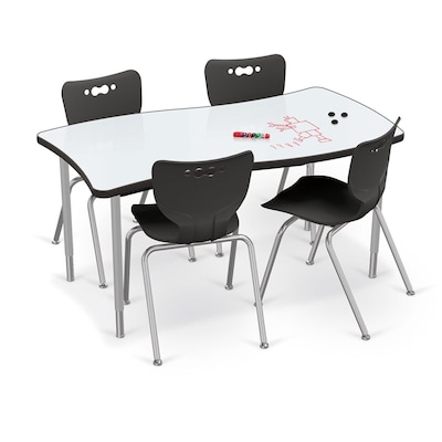 MooreCo Hierarchy Creator Activity Table, Wavy Rectangle Porcelain Steel Dry Erase Marker Top, Plati