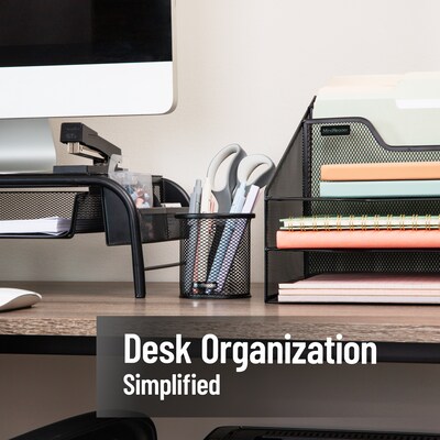 Mind Reader Metal Pen Holder, Black, 3 Pieces/Set (CLIPMESH3-BLK)