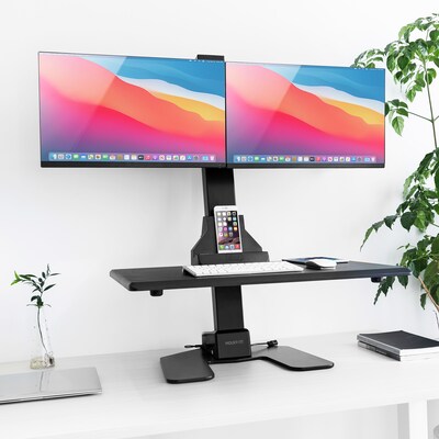 Mount-It! 28W Electric Adjustable Standing Desk Converter with Dual Monitor Mount, Black (MI-7952)
