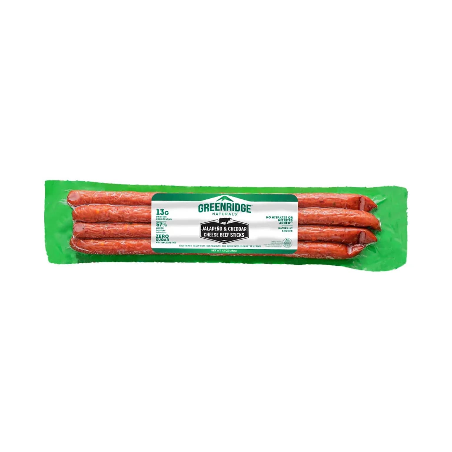 Greendridge Naturals Jalapeno & Cheddar Grass Fed Beef Sticks, 1 oz., 12/Pack (220-02689)