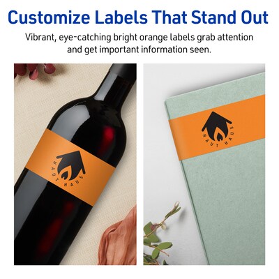 Avery Rectangle Multipurpose Labels, 2.5" x 7", Bright Orange, 60/Pack (94247)