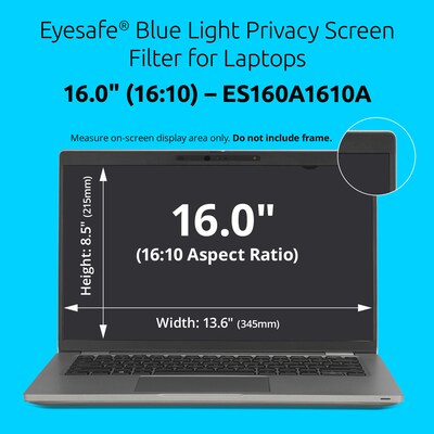 Kensington Eyesafe Blue Light Privacy Screen Filters, 16", 16:10 Ratio (ES160A1610A)