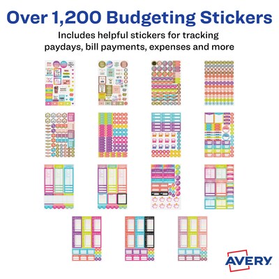 Avery Budget Planner Stickers Pack, 1,230 Stickers, Expense Tracker and Finance Planner Sticker Sheets (6788)