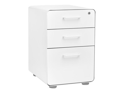 Poppin Stow 3-Drawer Mobile Vertical File Cabinet, Letter/Legal Size, Lockable, 24"H x 15.75"W x 20"D, White (100425)