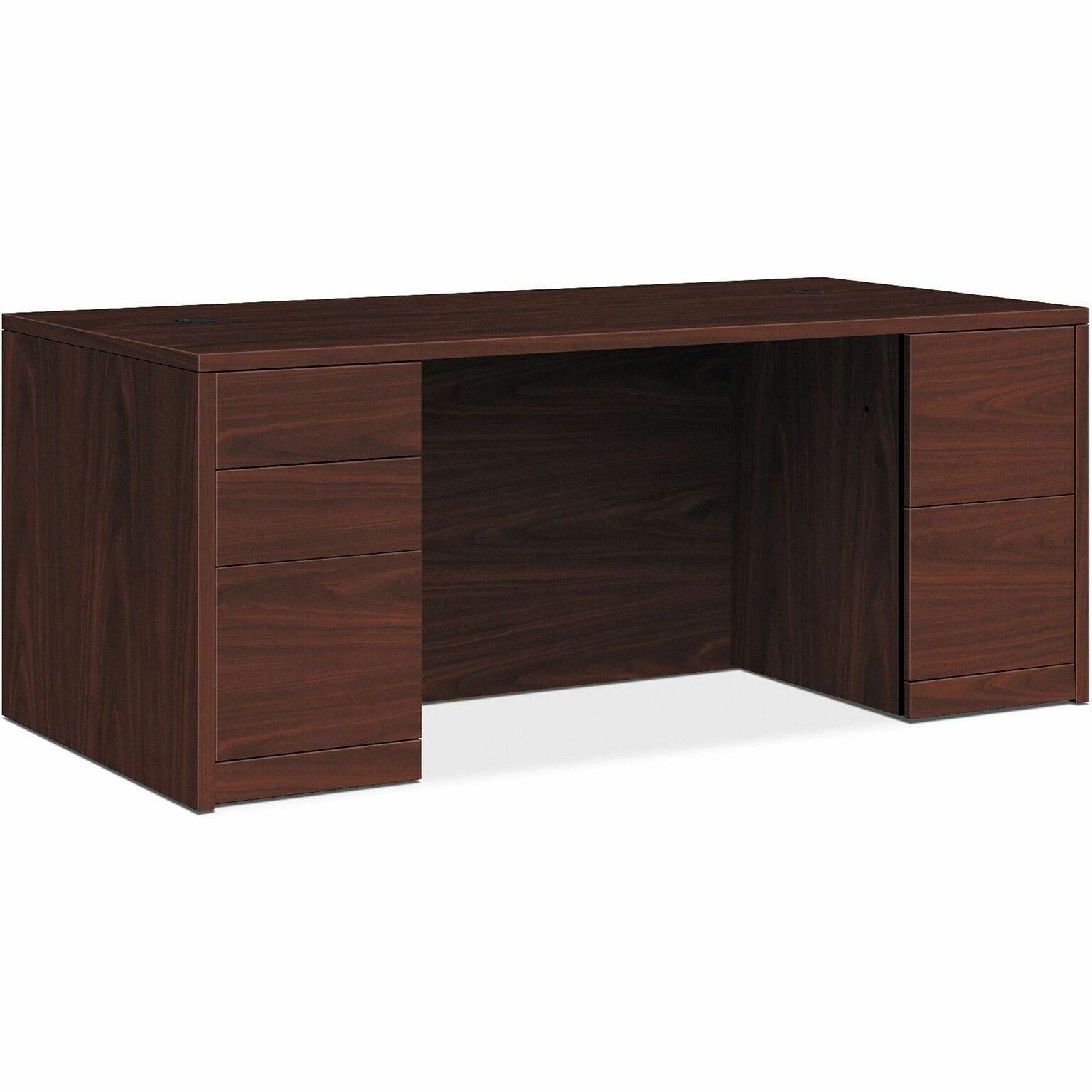 HON 10500 Series Laminate Double-Pedestal Desk, 66W x 30D x 29.5H, Mahogany (HON105891NN)