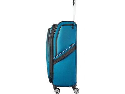 American Tourister Zoom Turbo Polyester 4-Wheel Spinner Luggage, Teal Blue (131401-1855)