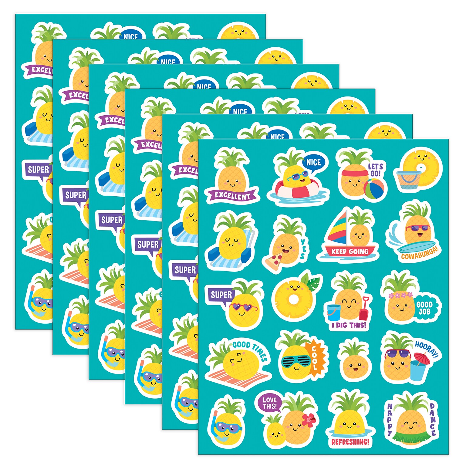 Teacher Created Resources Pineapple Smelly Stickers, Multicolored, 120/Pack, 6/Packs/Bundle (TCR9445-6)