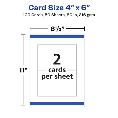 Avery Postcards, Matte White, 4" x 6", Laser, 100/Pack (5389)