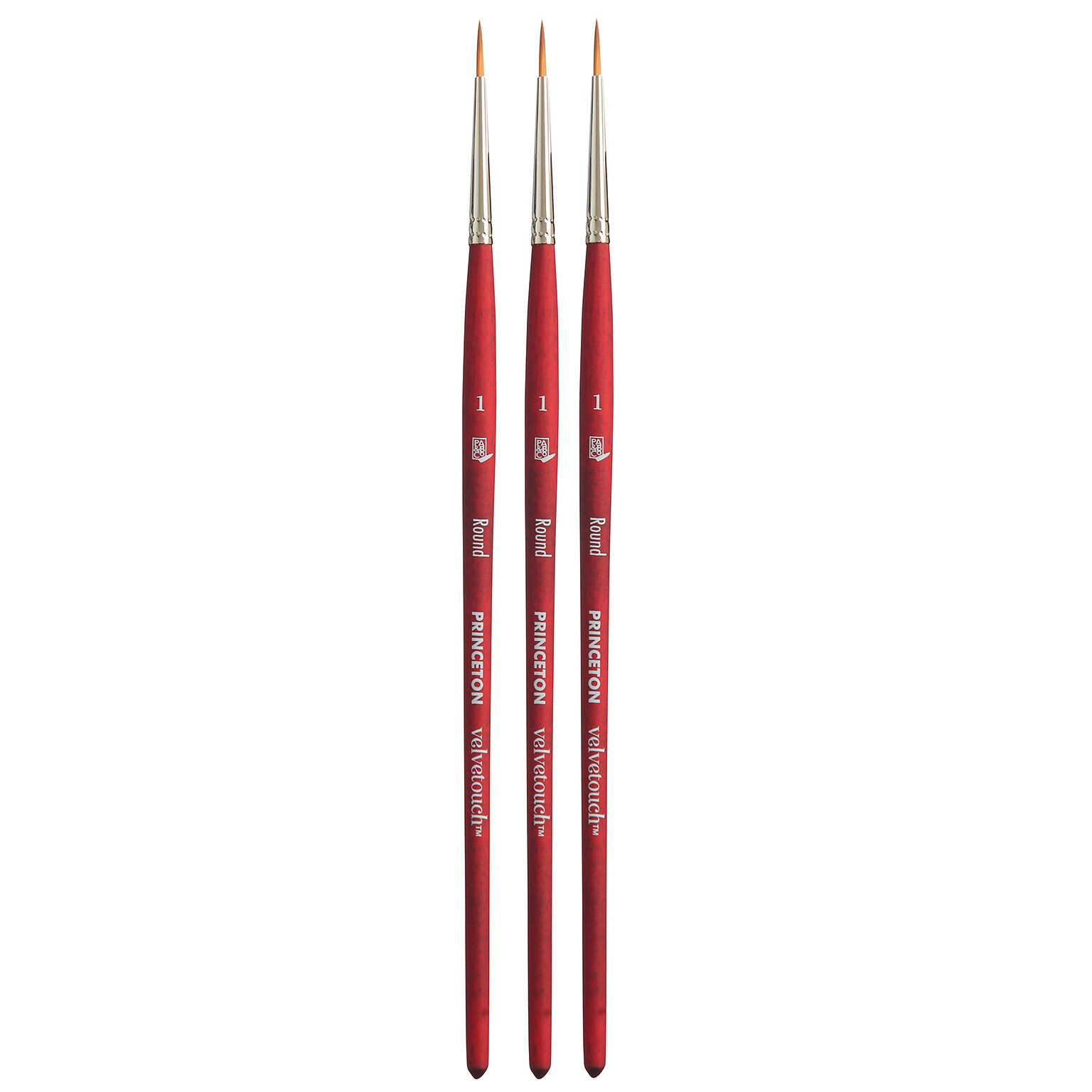 Princeton Velvetouch Short Handle Mixed Media Synthetic Round Brush, 3/Pack (PBXP3950R1-3)