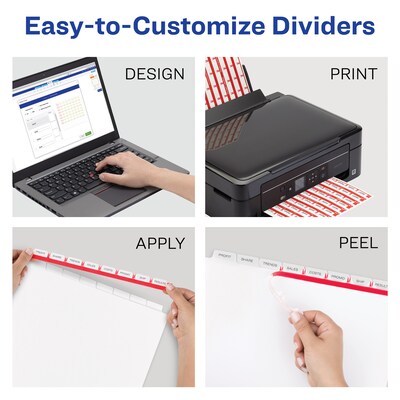 Avery Index Maker Extra-Wide Paper Dividers with Print & Apply Label Sheets, 8 Tabs, White (AVE11439)