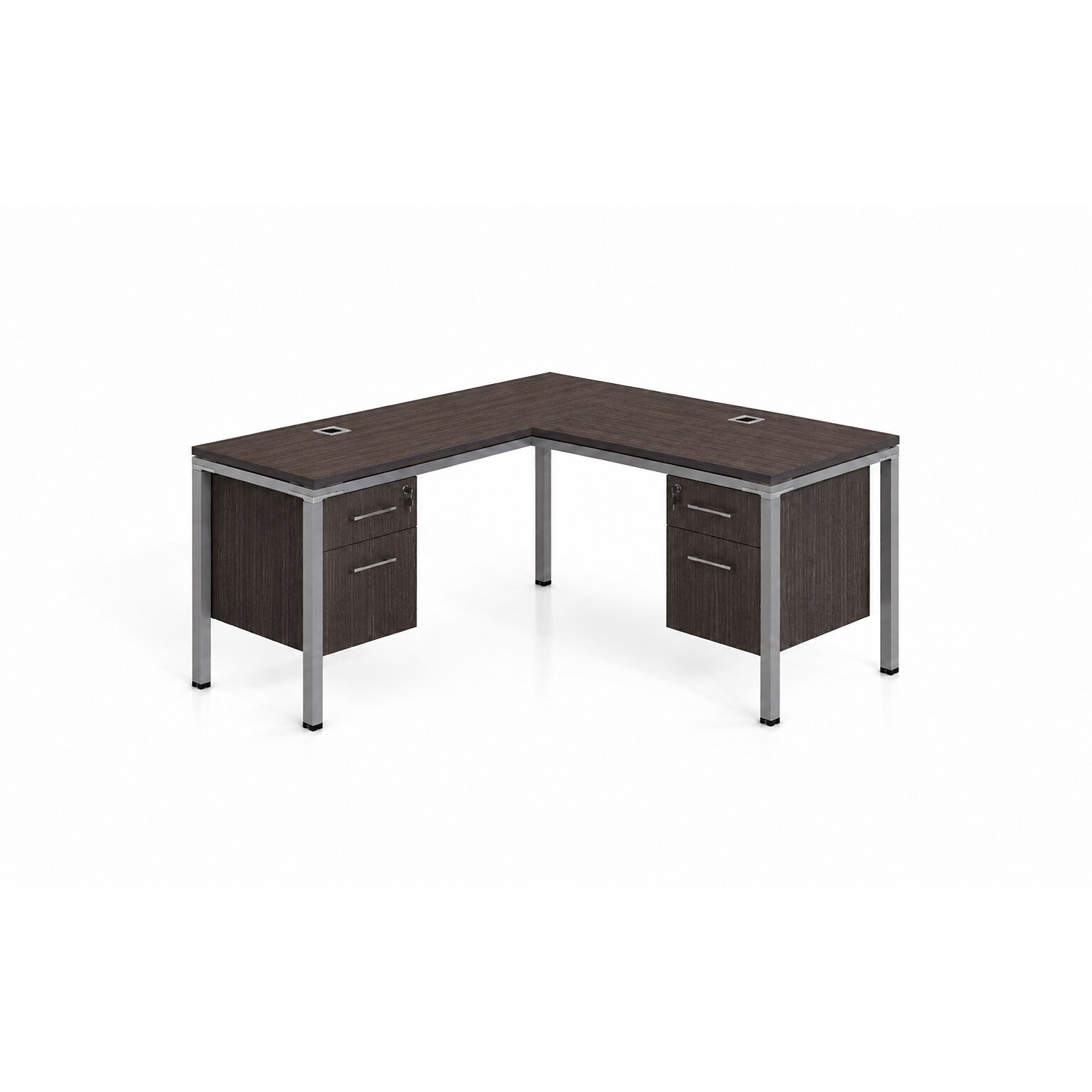 Boss Office Products Simple System 66W L-Shaped Desk with 2-Pedestals, Driftwood (SGSD004-102)