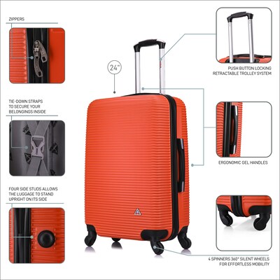 InUSA Royal 24" Hardside Suitcase, 4-Wheeled Spinner, TSA Checkpoint Friendly, Orange (IUROY00M-ORG)