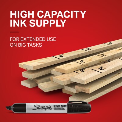 Sharpie King Size Permanent Markers, Chisel Tip, Black, 4/Pack (15661)