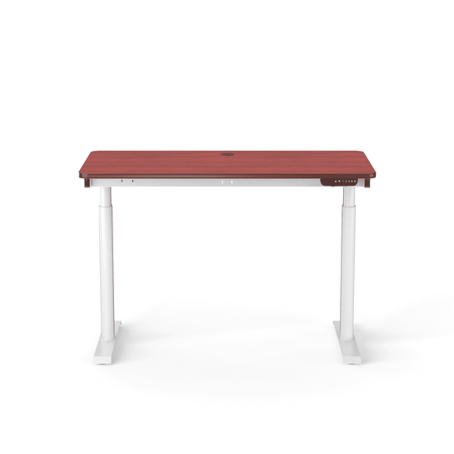 VersaDesk PowerLift 48W Electric Rectangular Adjustable Standing Desk, Cherry/White (PLSDR4824-WC-APP)