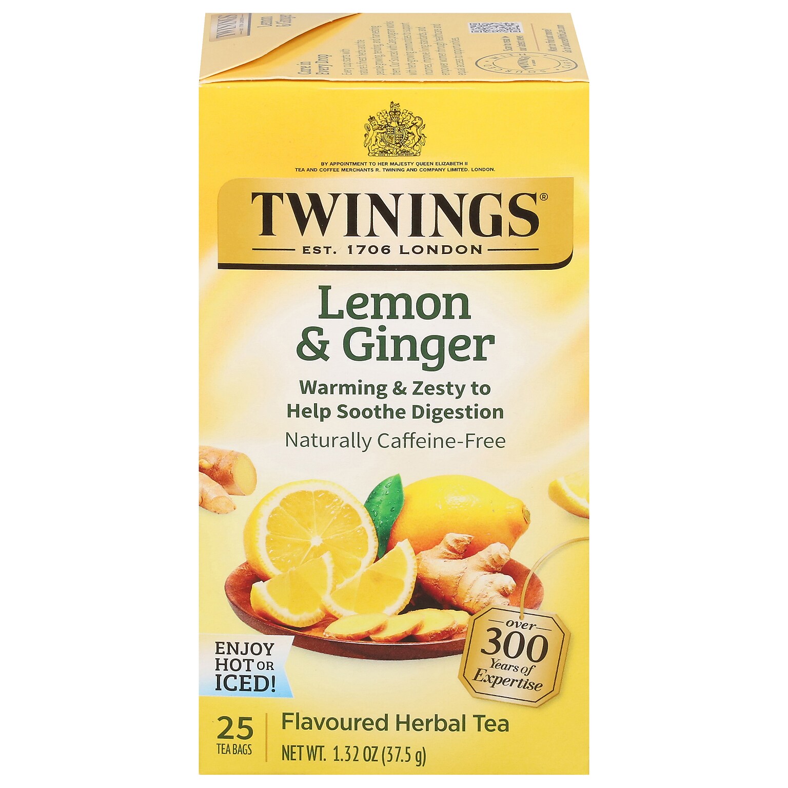 Twinings Caffeine Free Lemon & Ginger Herbal Tea Bags, 25/Box (TNA85145)