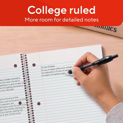 STAPLES 1-Subject Spiral Notebook, 8” x 10.5”, College Ruled, 70 Sheets, Assorted Colors, 6-Pack
