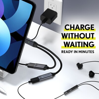 Overtime USB-C to USB-C & Type-C Audio and 100W Charging Splitter Adapter, Male to Female/Female, Black (OADCTCCBK)