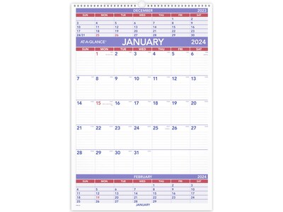 2024 AT-A-GLANCE 22.75 x 15.5 Three-Month Wall Calendar (PM6-28-24)