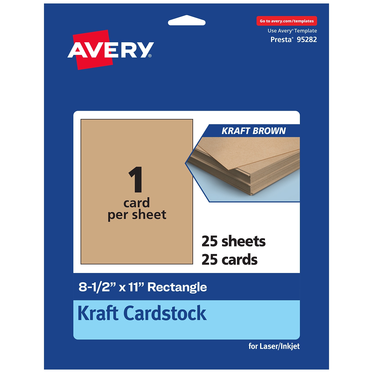 Avery Integrated Cards, 8.5 x 11, Matte Kraft Brown, 25/Pack (95282)