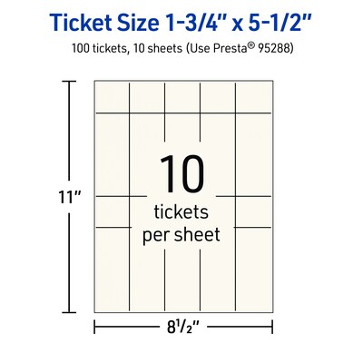 Avery Integrated Cards, 1-3/4" x 5-1/2", Matte Ivory, 100/Pack (95288)