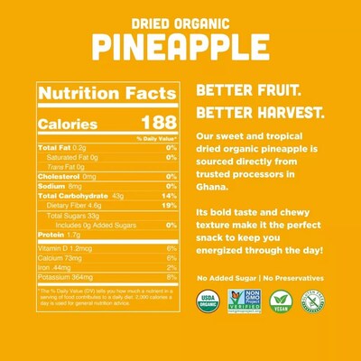 Mavuno Harvest Gluten Free Organic Dried Pineapple Fruit Snacks, 1 lb. Bag (MAHW-PNAPL1LB)