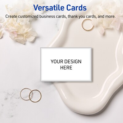 Avery Silver Border Business Cards, 2" x 3.5", Matte White, 80/Pack (19479399971)