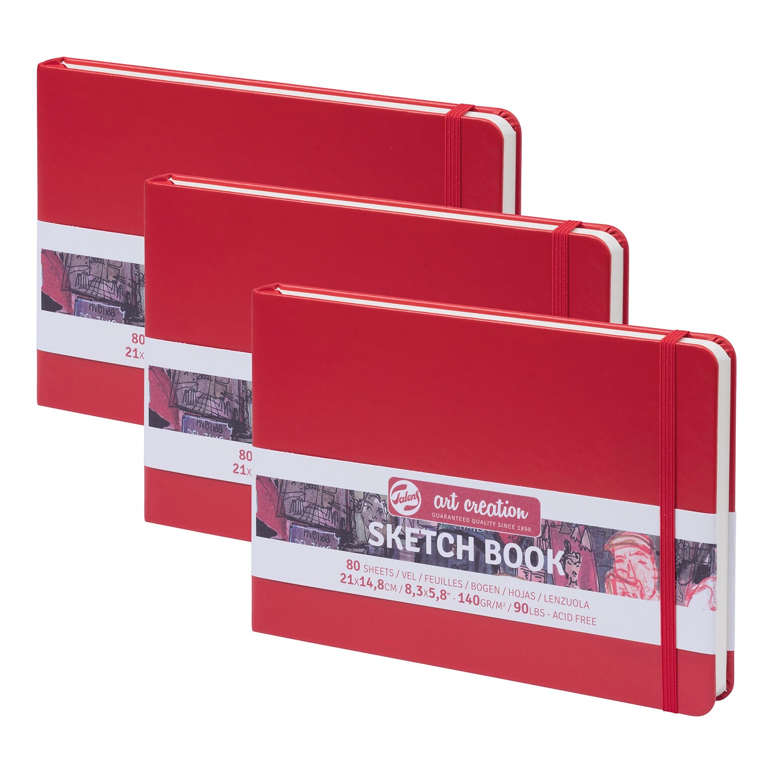 Talens Art Creation 8.3 x 5.8 Sketch Book, 80 Sheets/Book, 3/Bundle (TLN9314205M-3)