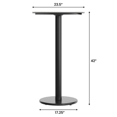 Flash Furniture Acadia 24" Round Wooden Dining Table with Round Base, White Faux Marble/Black Base (STRD24WMATR18B)