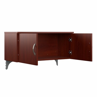 Bush Business Furniture Office in an Hour 63"H x 129"W 2 Person F-Shaped Cubicle Workstation, Hansen Cherry (OIAH008HC)