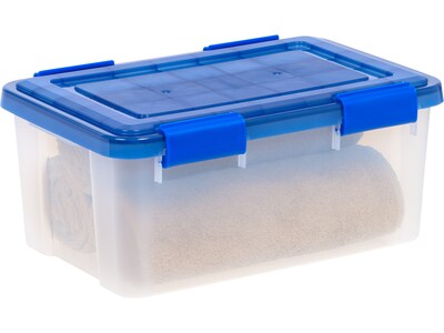 Iris WeatherPro 18.4 Qt. Latch Lid Storage Bin, Clear/Blue (500199)