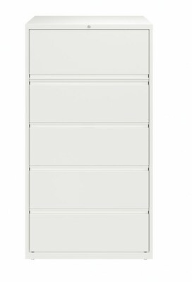 Hirsh HL10000 Series 5-Drawer Lateral File Cabinet, Locking, Letter/Legal, White, 36 (23703)