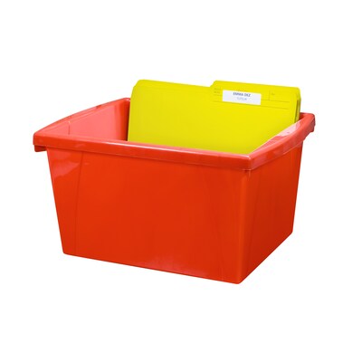 Storex Polypropylene/PP 4 Gallon Classroom Storage Bin, 7.9" x 11.3" x 13.6", Red, 3/Bundle (STX61452U06C-3)