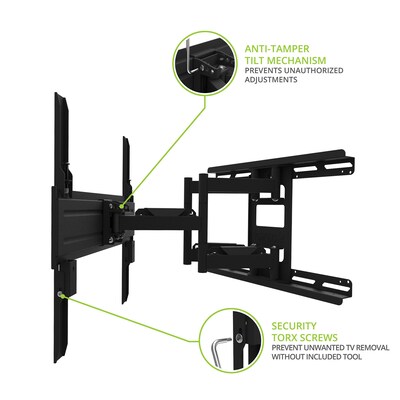 Kanto Full Motion Anti-Theft Security TV Mount for 37" - 65" TVs, Black (SDX600)