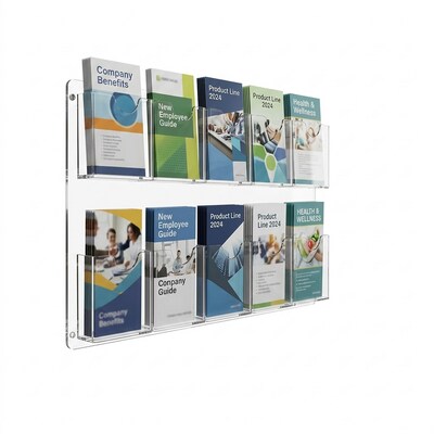 Azar 23.75 x 15.75 Brochure Holder, Vertical, Wall Mounted, Clear, Acrylic, 2/Pack (252069)