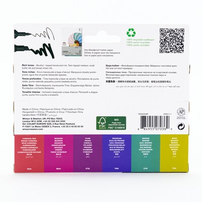 Winsor & Newton Promarker Dual-Tip Alcohol Based Marker, Rich Tones, 6/Pack (WNX0290111)