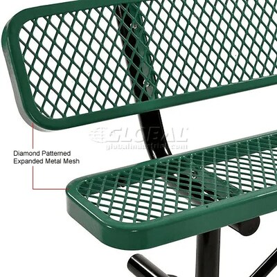 Global Industrial 8' Outdoor Steel Bench w/ Backrest, Expanded Metal, Green (277155GN)