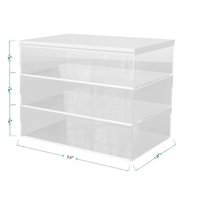 Martha Stewart Brody Plastic Storage Organizer Bin with White Engineered Wood Lid, Clear, 3/Set (BEPB45163WDCLWH)