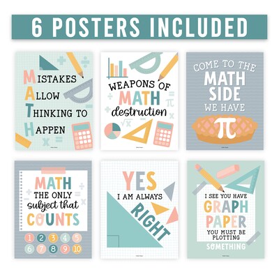 Hadley Designs 11 x 14 Boho Math Bulletin Board Classroom Decor Posters, 6/Set (HDDX004BEB10P)