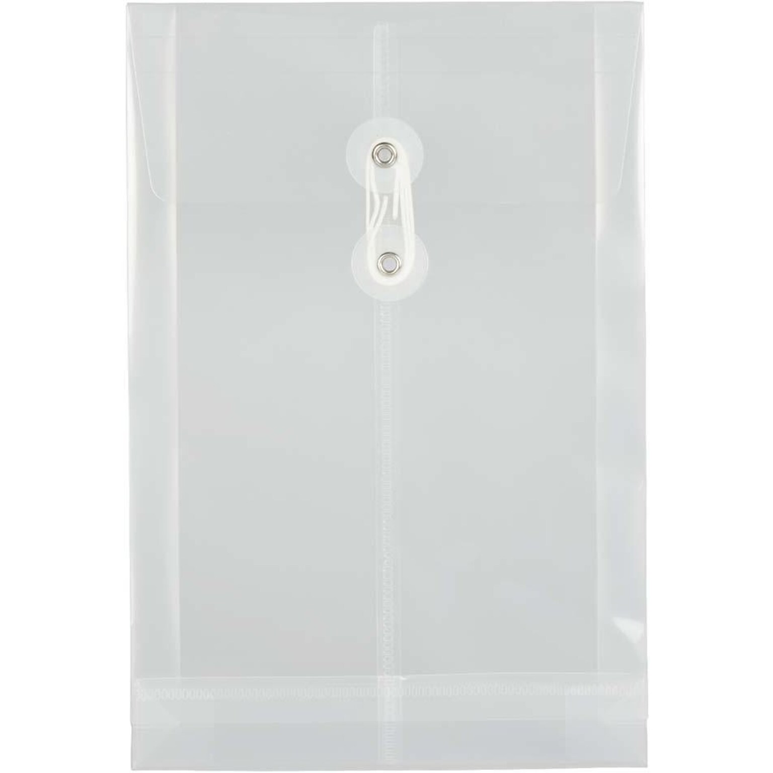 JAM Paper Premium Plastic Filing Envelope with Button & String Closure, Clear, 3/Pack (472B1CLX3)