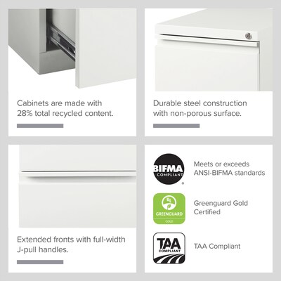 Quill Brand® 2-Drawer Vertical File Cabinet, Locking, White, Letter, 19.88"D (26818D)