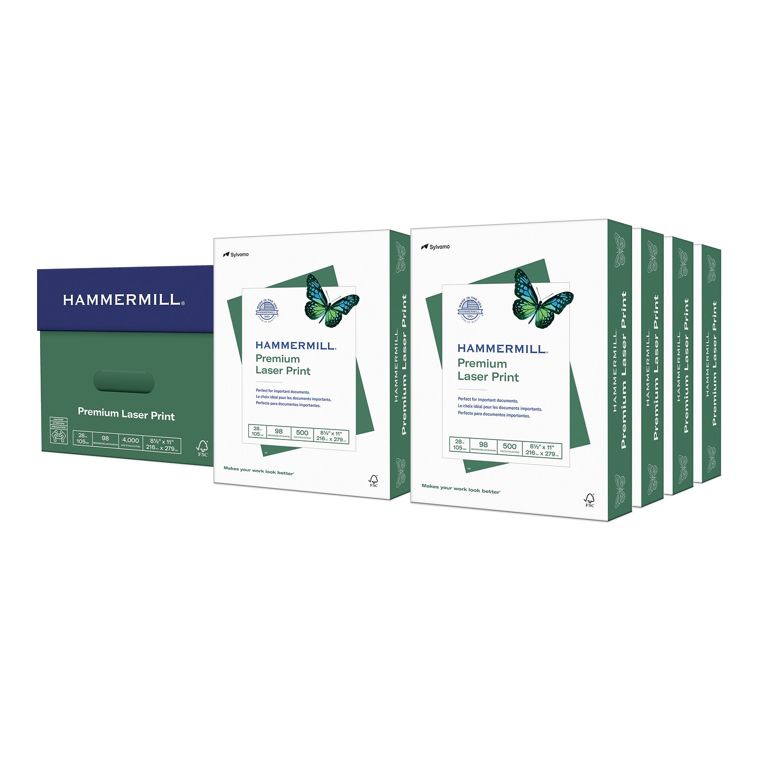 Hammermill Premium 8.5 x 11 Laser Paper, 28 lbs., 98 Brightness, 8 Reams/Carton (125534CT)