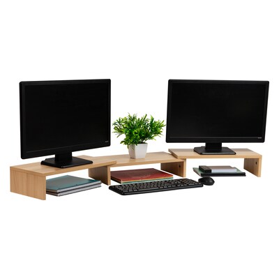 Mind Reader Adjustable Dual Monitor Stand, Up to 44 lbs., Brown (MDFMOND-BRN)