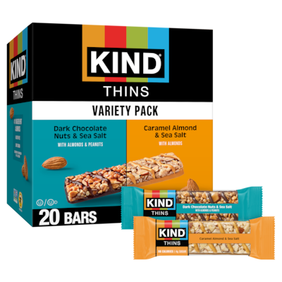 KIND Gluten Free Thins Bars Mixed Flavors Granola Bar, 0.74 oz., 20 Bars/Box (PHW41888)