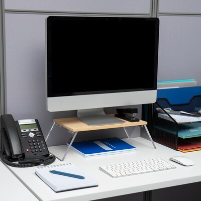 Mind Reader Monitor Stand with Paper Tray, Metal, Silver  (MESHMONSTA-SIL)